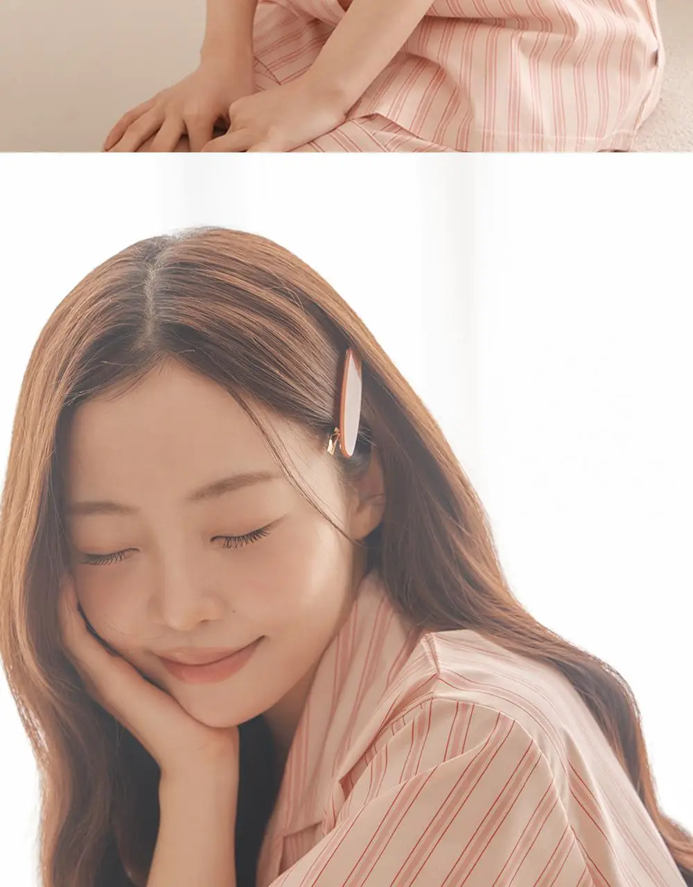 [곽민경 PICK] 오프아워 타이드리듬 글로시피치 반팔 잠옷 세트 (M / L / XL) 상세페이지 3